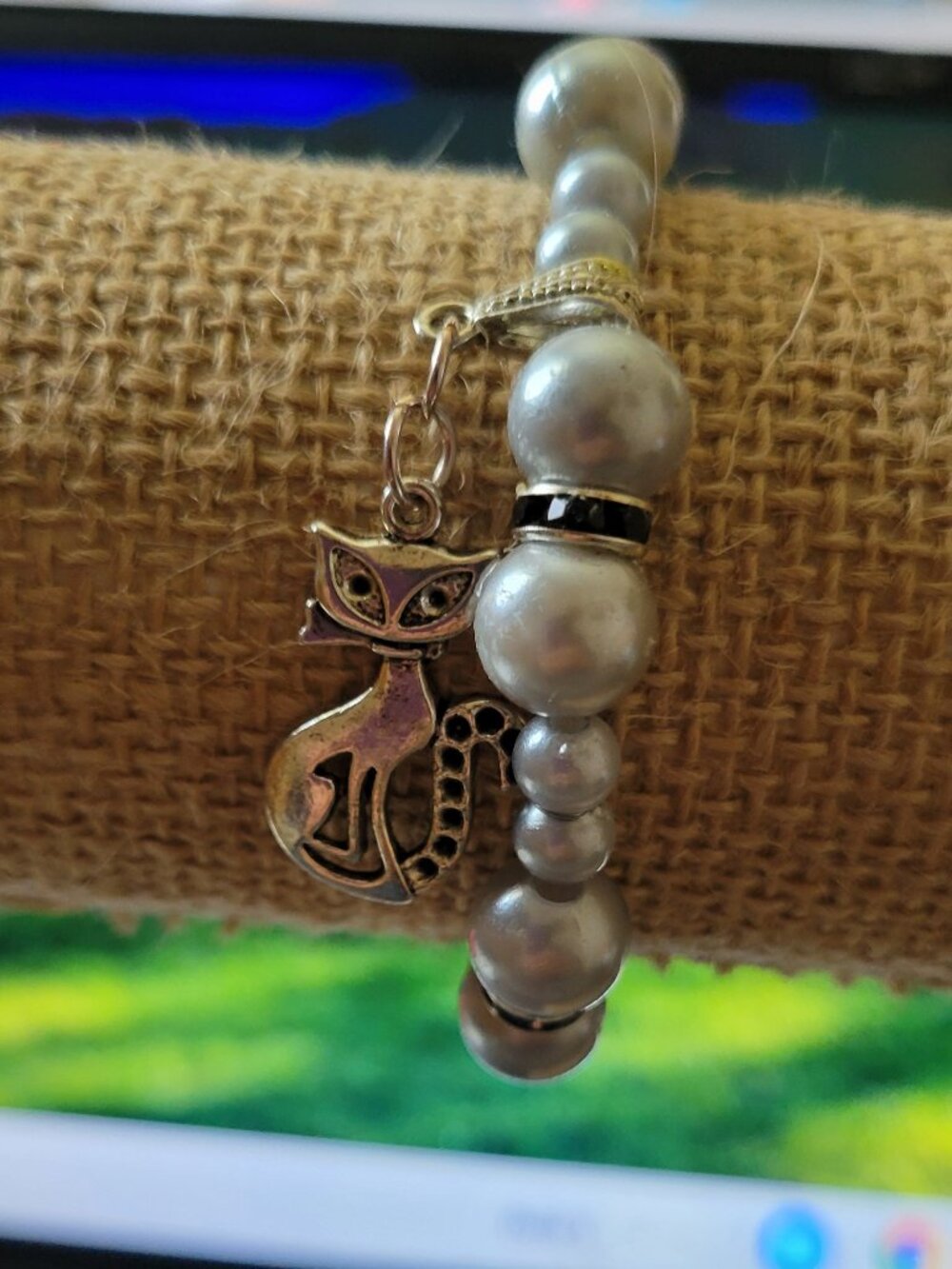 Light and Medium Grey  Beads are Complimenting Silver Dividers